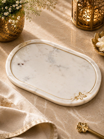 Luxury Oval Marble Vanity Tray
