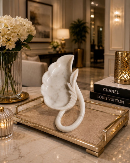 Handcrafted White Marble Urli Bowl | Decorative Urli | Luxury Decorative Floating Candle & Floral Bowl