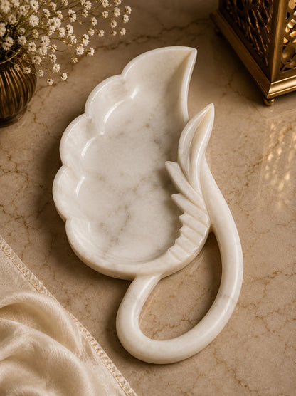 Handcrafted White Marble Urli Bowl | Decorative Urli | Luxury Decorative Floating Candle & Floral Bowl