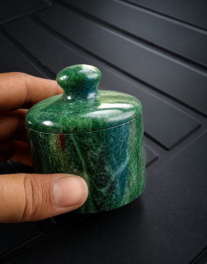 Handcrafted Green Granite Storage Jar | Luxury Home Decor by The Virasat Crafts