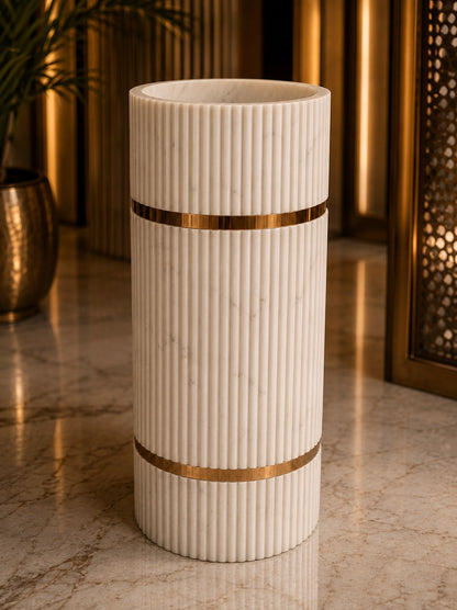 Luxury Fluted Marble Pedestal Wash Basin