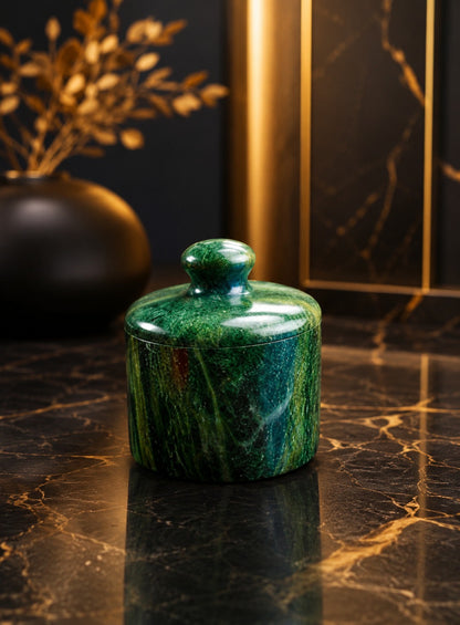 Handcrafted Green Granite Storage Jar | Luxury Home Decor by The Virasat Crafts