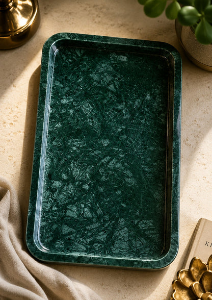 Handcrafted Green Marble Serving Tray | Luxury Decorative & Vanity Tray