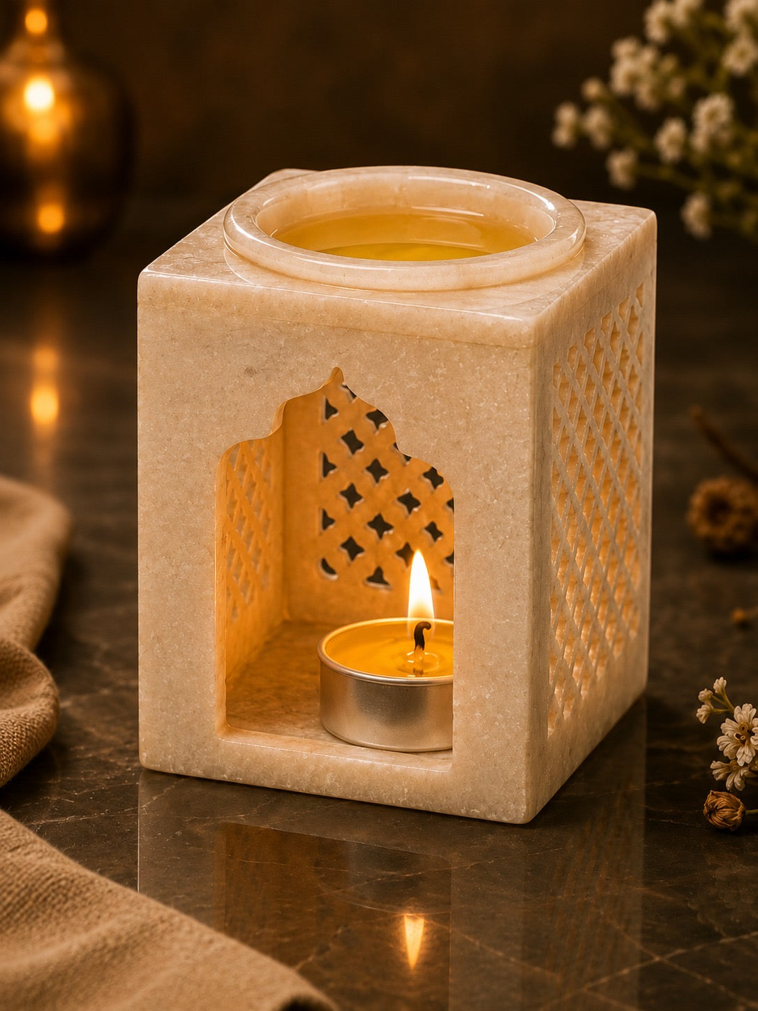 The Virasat Crafts | Create a Calm &amp; Luxurious Atmosphere | Natural White Marble.