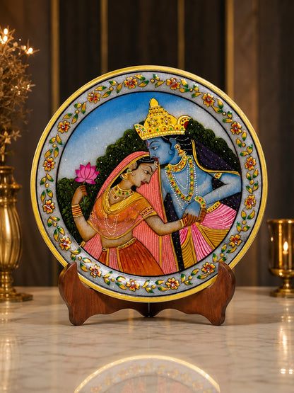 Radha Krishna Marble Decorative Plate