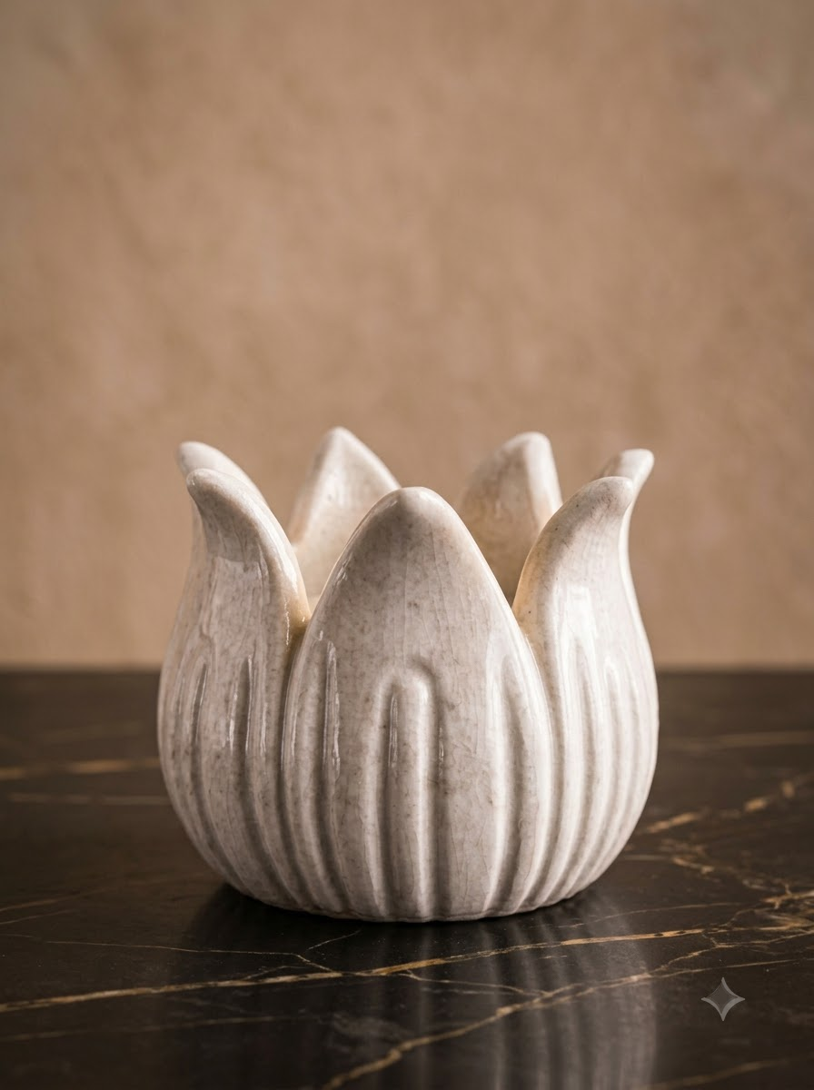 Handcrafted White Marble Serving Tray