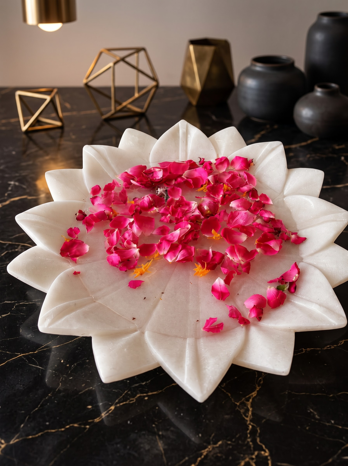 Luxury Marble Lotus Decorative Bowl