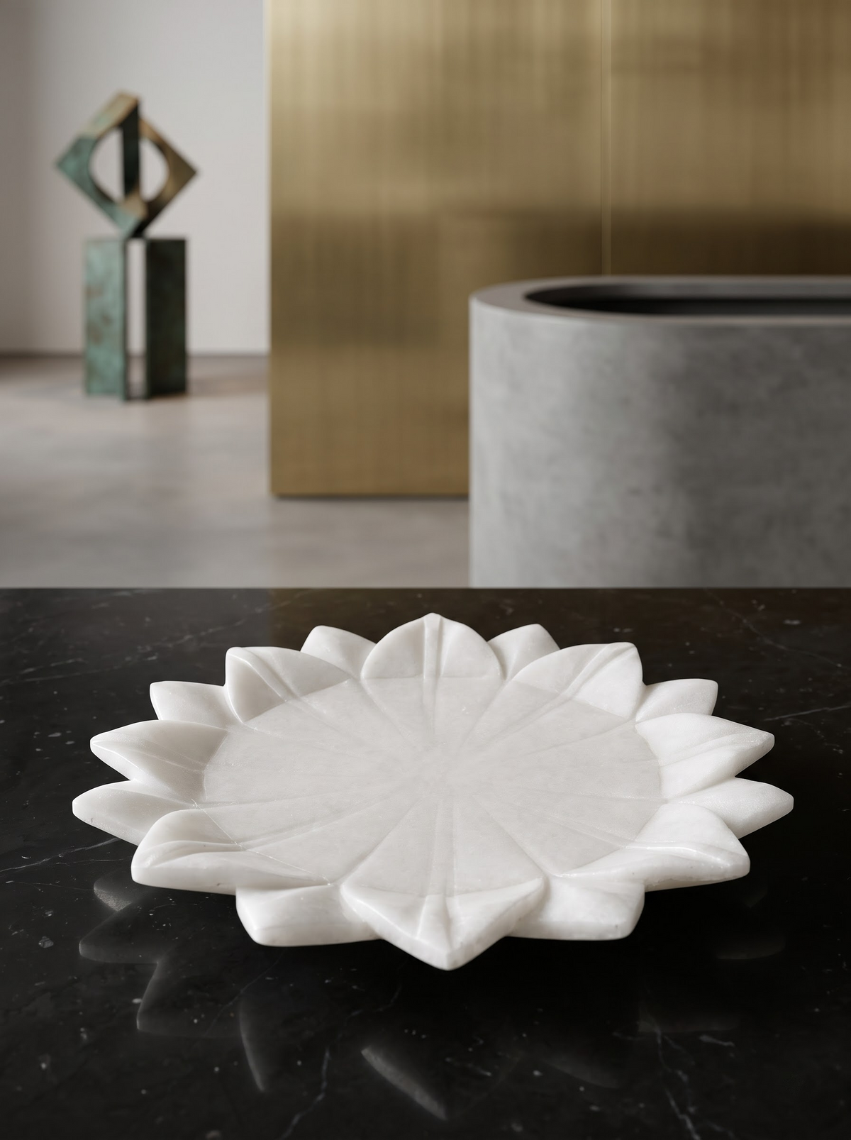 Luxury Marble Lotus Decorative Bowl