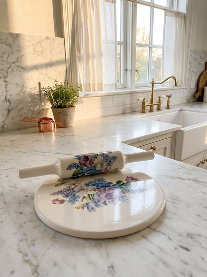 Floral White Marble Chakla Belan  Virasat Crafts