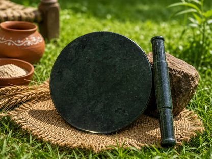 Premium Green Marble Rolling Pin & Chakla