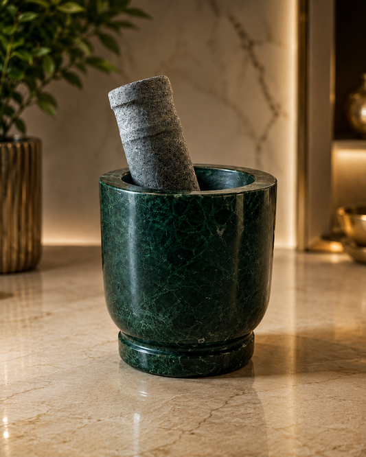 Premium Green Marble Mortar & Pestle Set