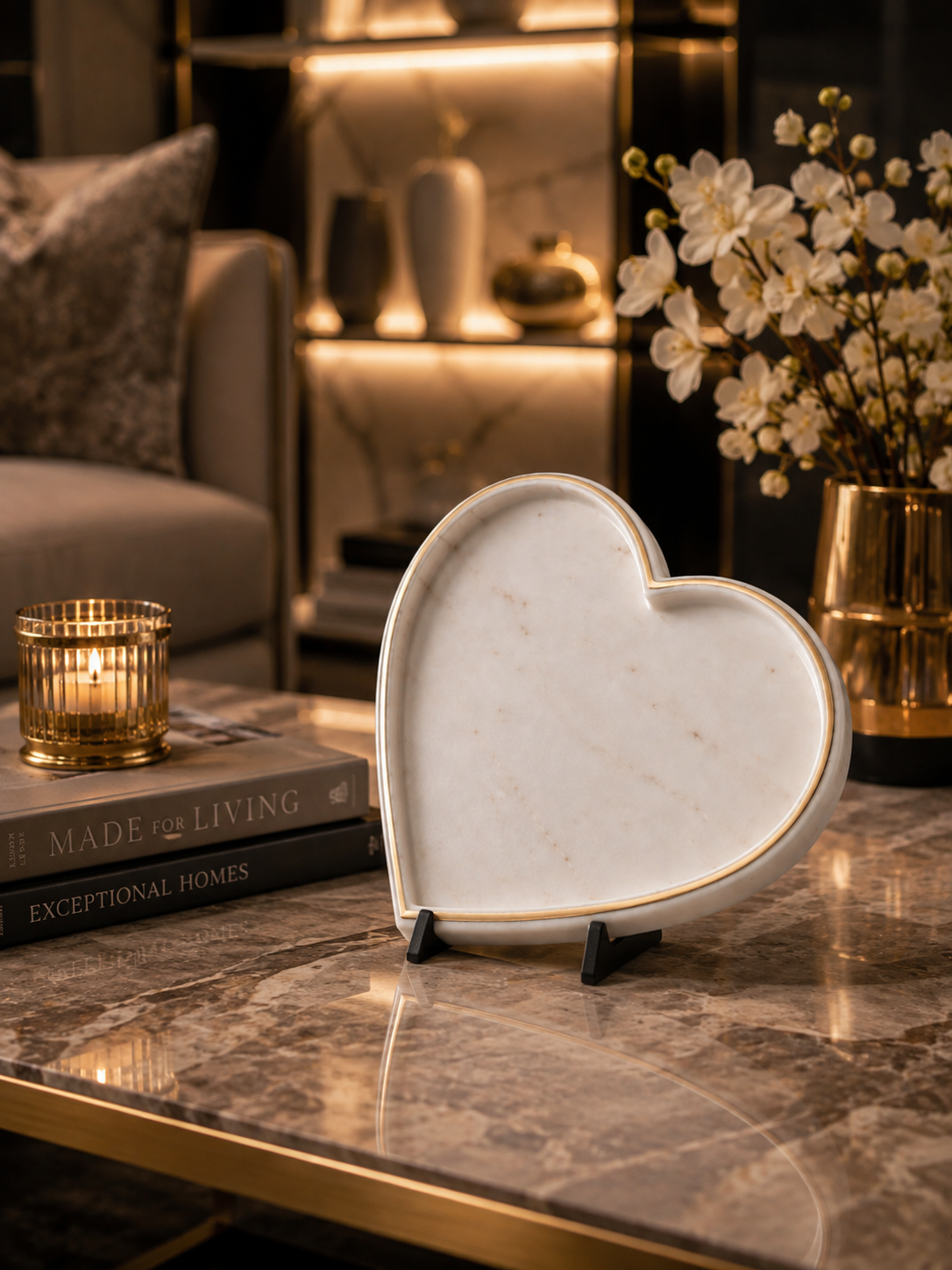 Luxury Heart-Shaped Marble Tray