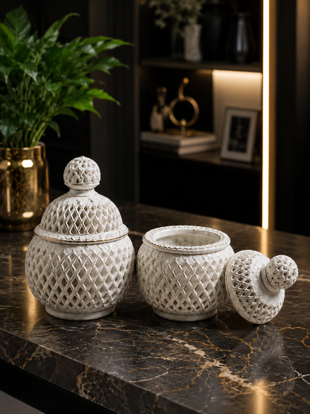 Luxury Marble Decorative Canister Set