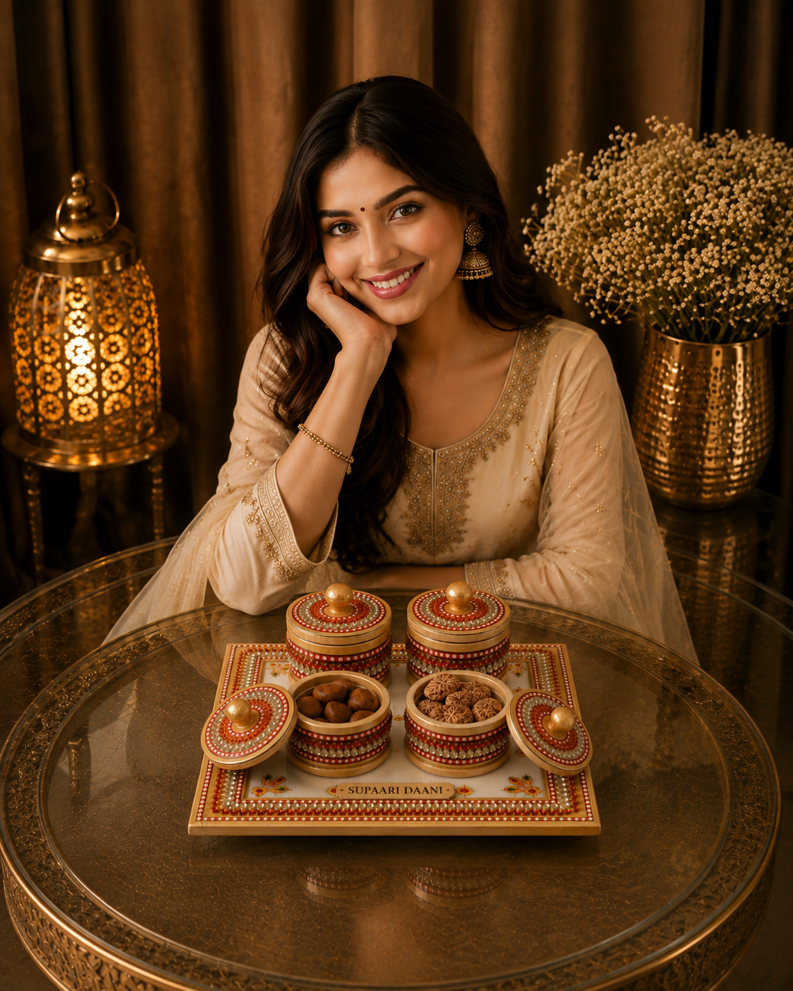 Luxury Marble Dry Fruit & Pooja Set