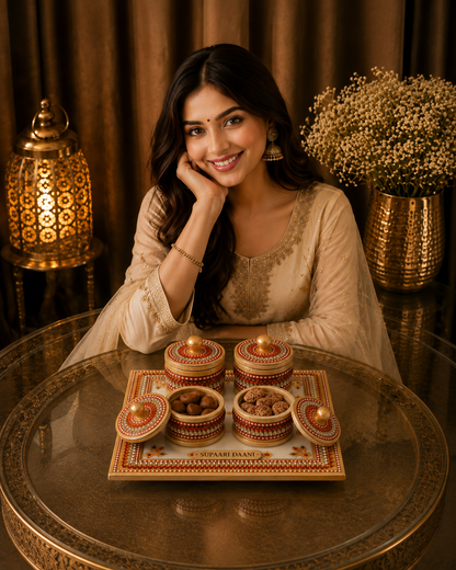 Luxury Marble Dry Fruit & Pooja Set