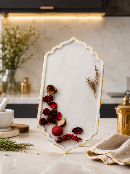 Premium White Marble Serving Tray | Handmade Marble Coffee Table |  your décor with a sophisticated touch.
