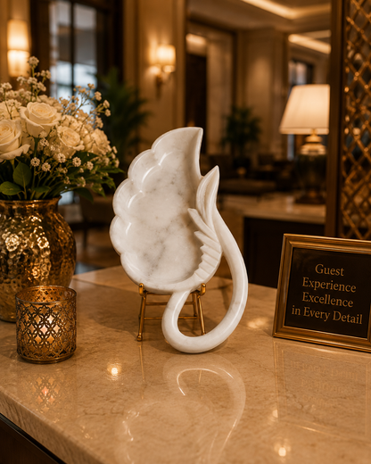 Handcrafted White Marble Urli Bowl | Decorative Urli | Luxury Decorative Floating Candle & Floral Bowl