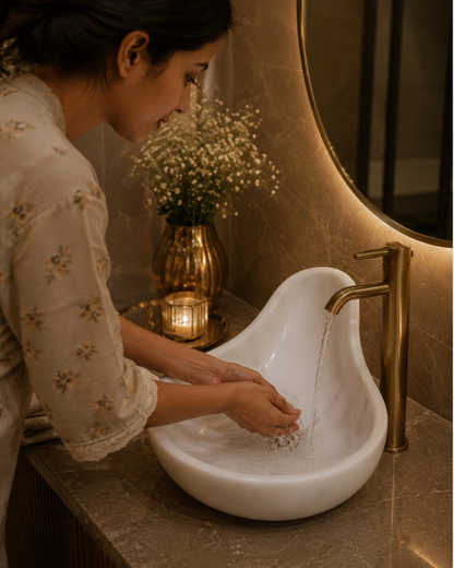 Premium White Marble Wash Basin
