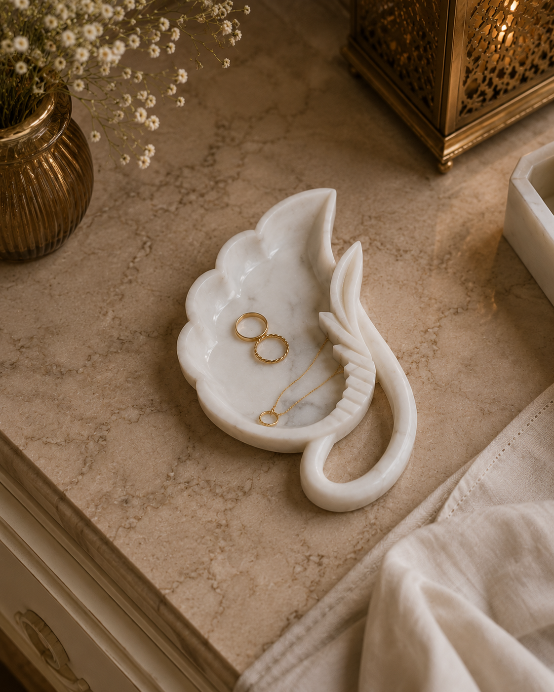 Luxury Marble Leaf Serving Tray