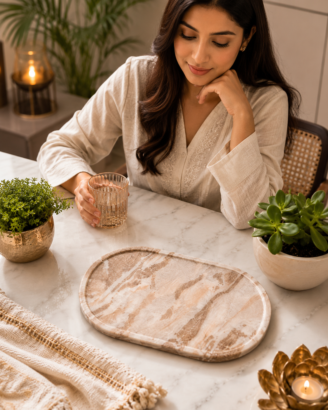 Luxury Marble Oval Display Tray