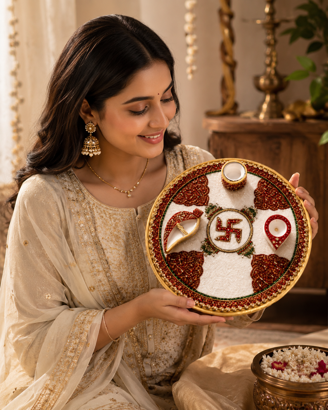 Luxury Marble Pooja Thali