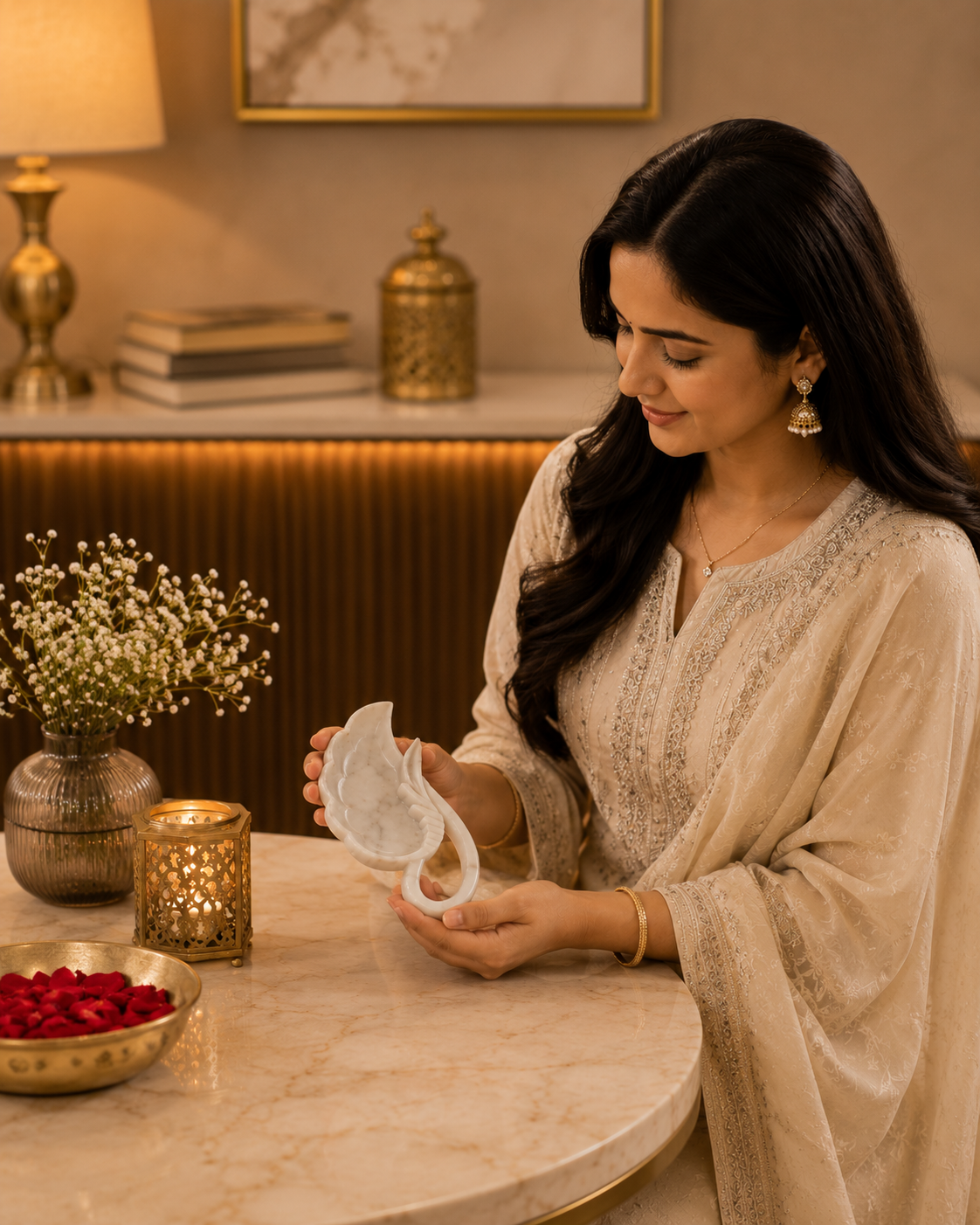 Luxury Marble Leaf Serving Tray