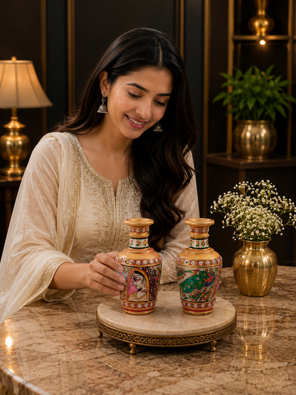 Luxury Hand-Painted Marble Flower Vase Set