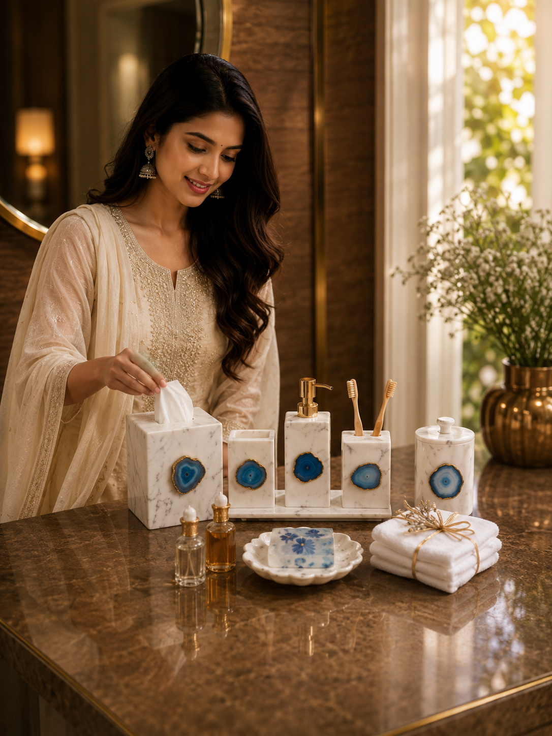 Luxury Marble Bathroom Accessories Set