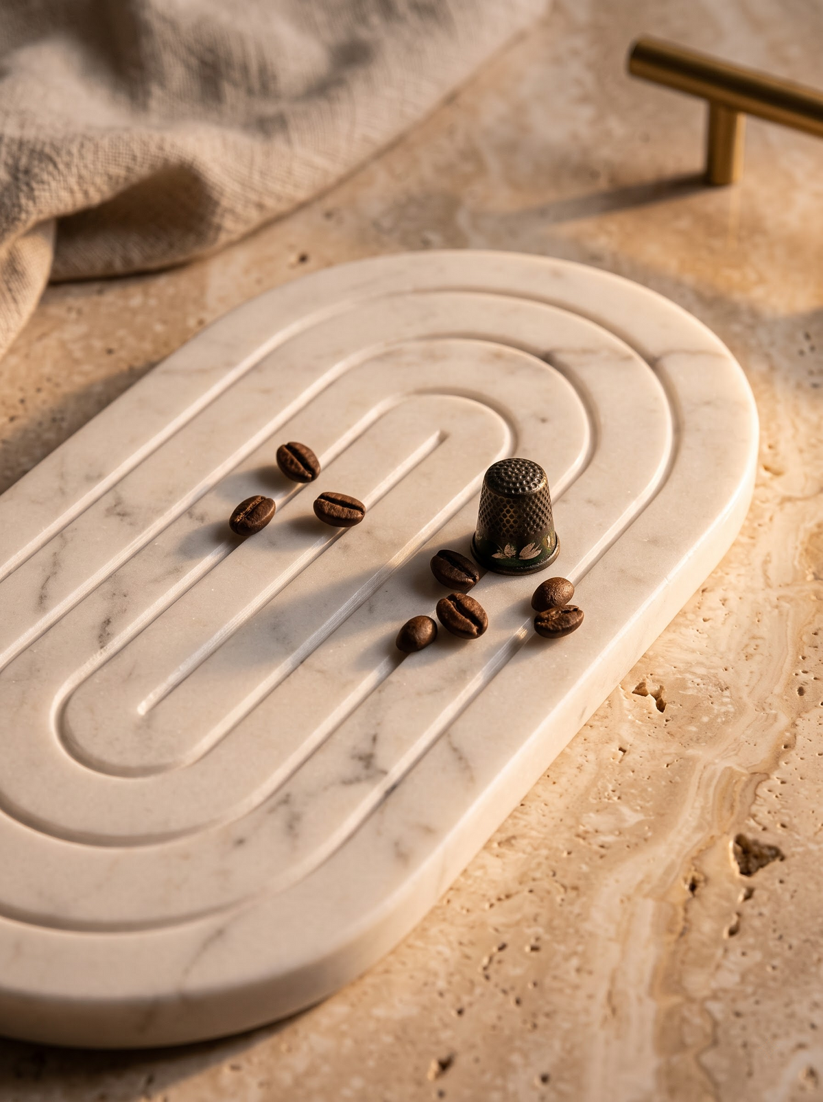 Handcrafted White Marble Serving Tray
