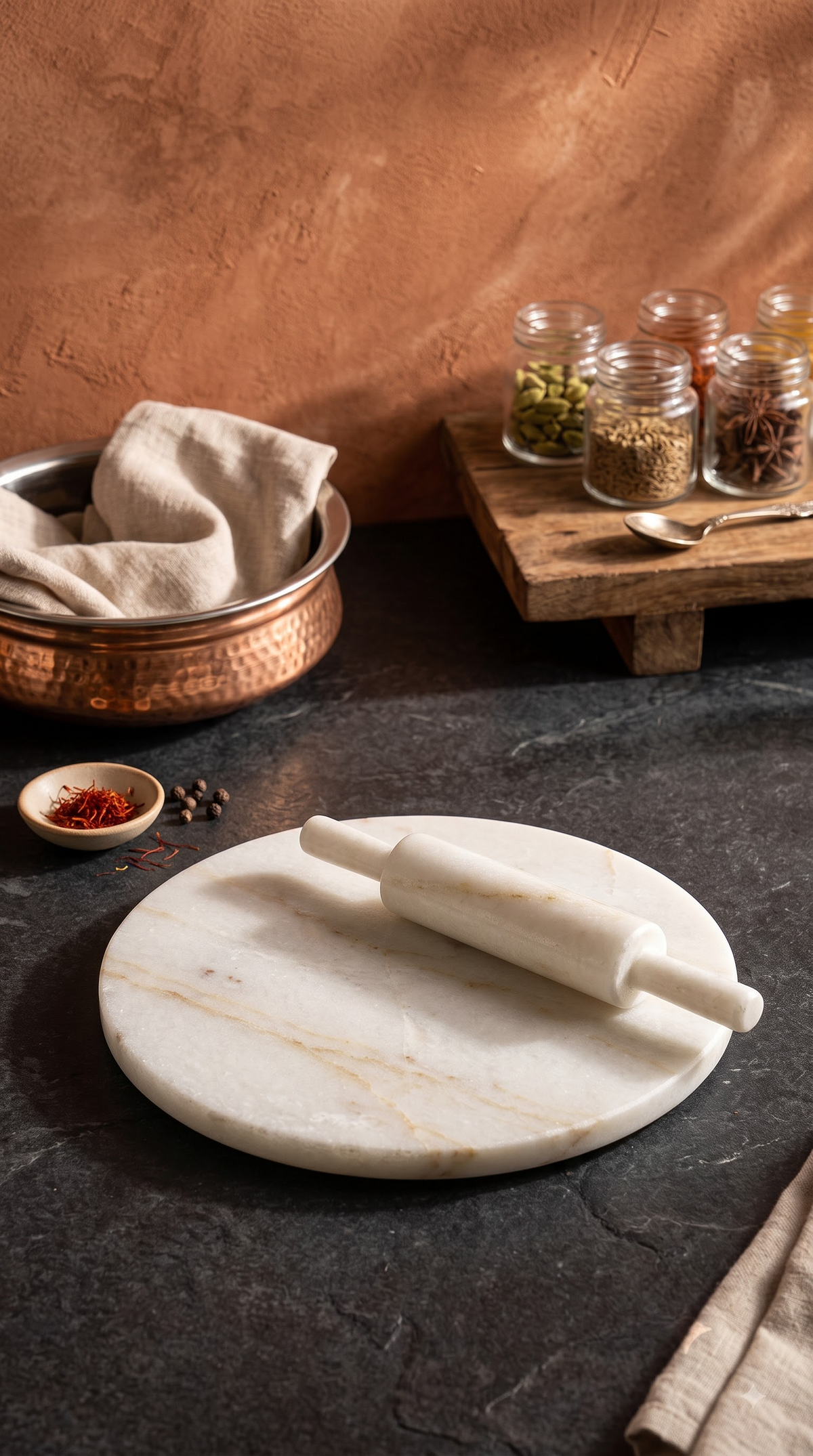 Premium White Granite Chakla & Belen Set