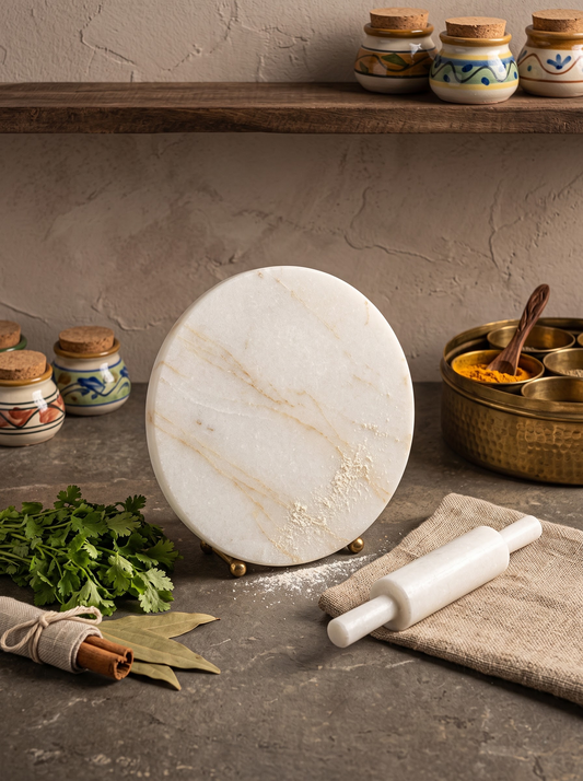 Premium White Granite Chakla & Belen Set