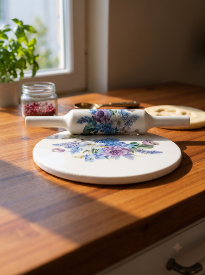Floral White Marble Chakla Belan  Virasat Crafts
