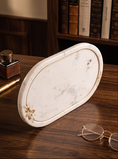 Luxury Oval Marble Vanity Tray
