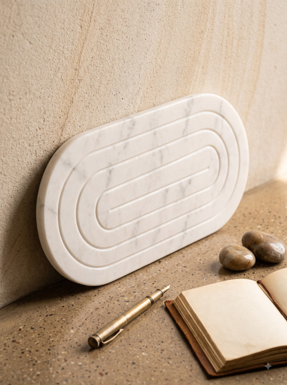 Handcrafted White Marble Serving Tray