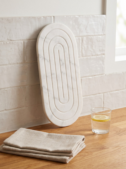 Handcrafted White Marble Serving Tray