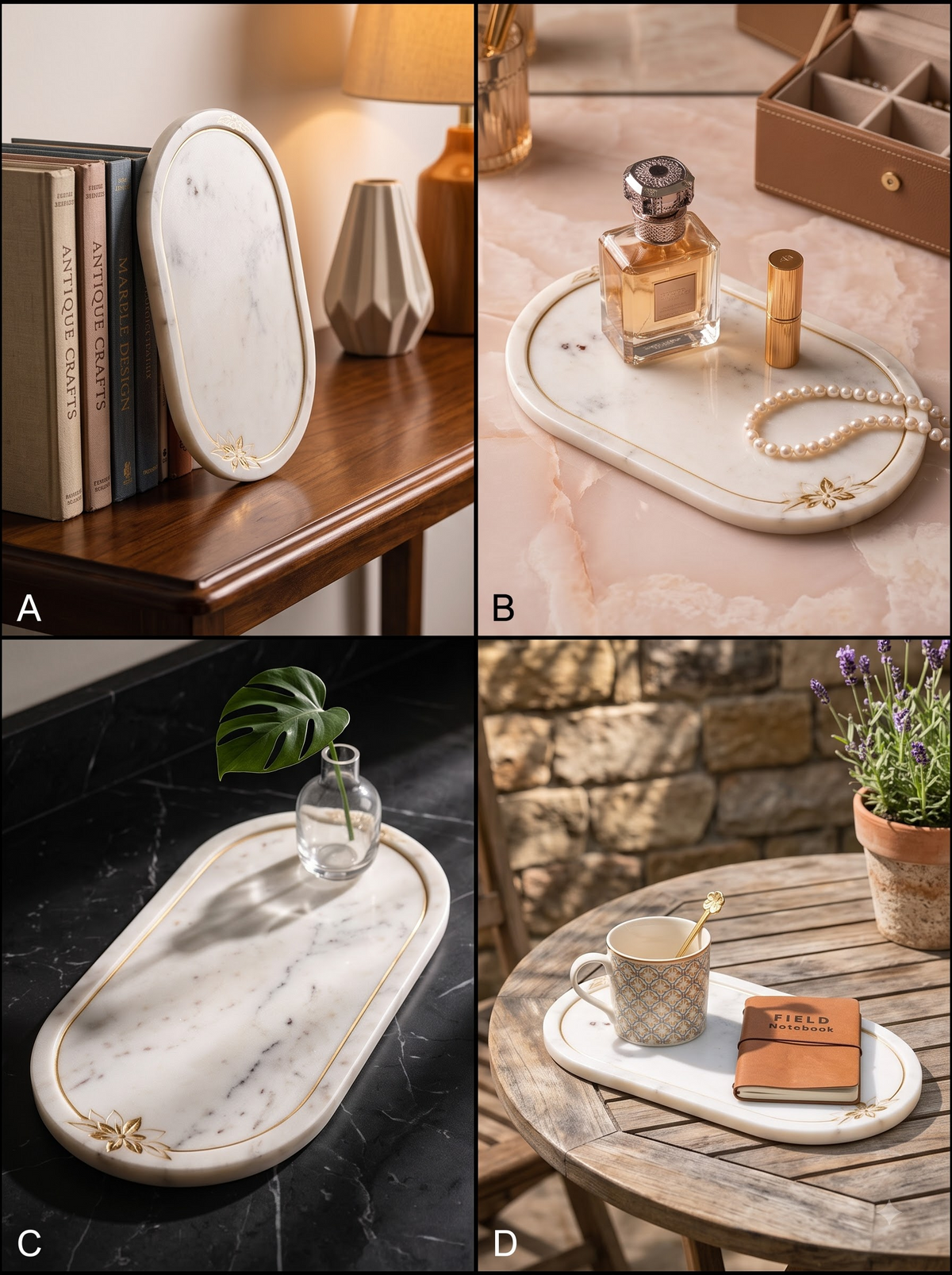 Luxury Oval Marble Vanity Tray
