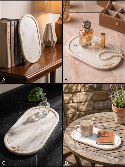 Luxury Oval Marble Vanity Tray