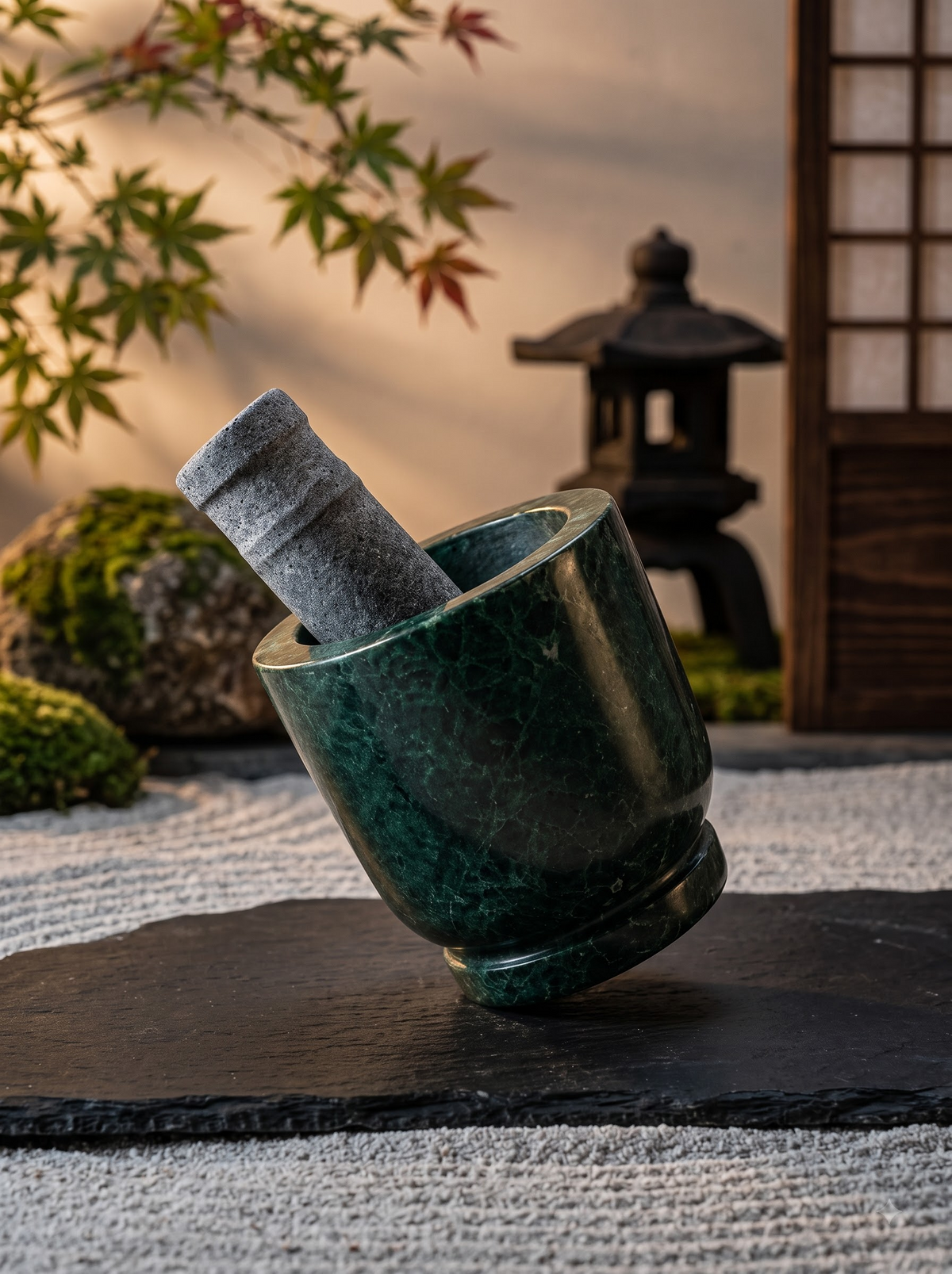 Premium Green Marble Mortar & Pestle Set