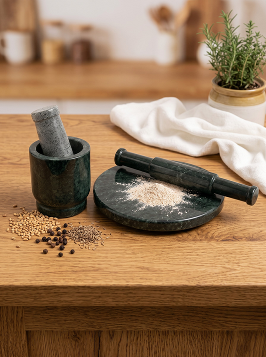 Marble Kitchen Combo – Chakla & Mortar Pestle