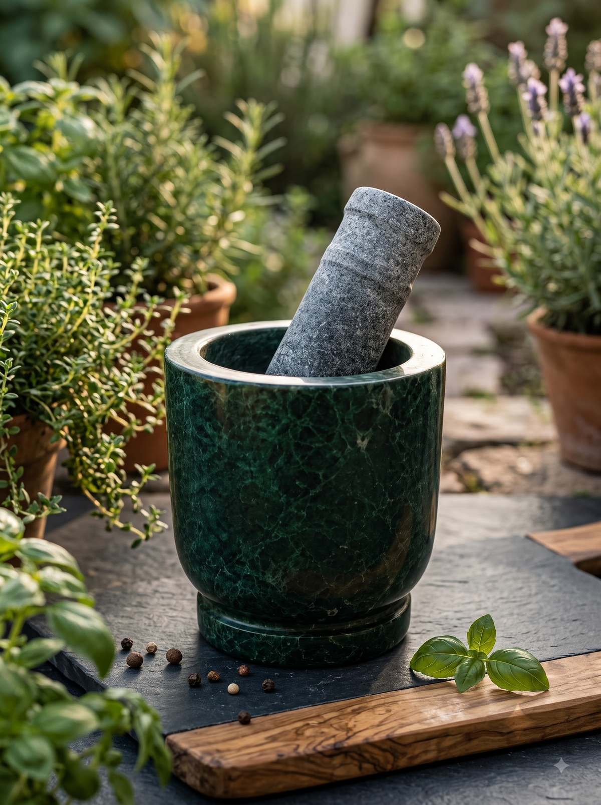 Premium Green Marble Mortar & Pestle Set