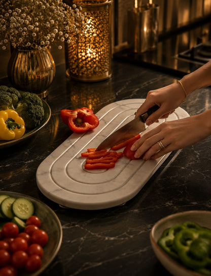 Handcrafted White Marble Serving Tray